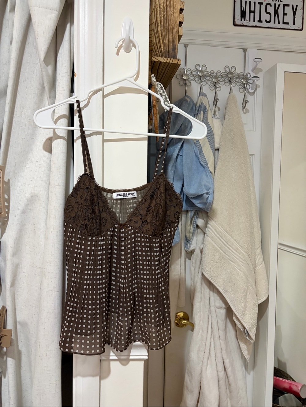Princess Polly Brown Polka Dot Lace Cami